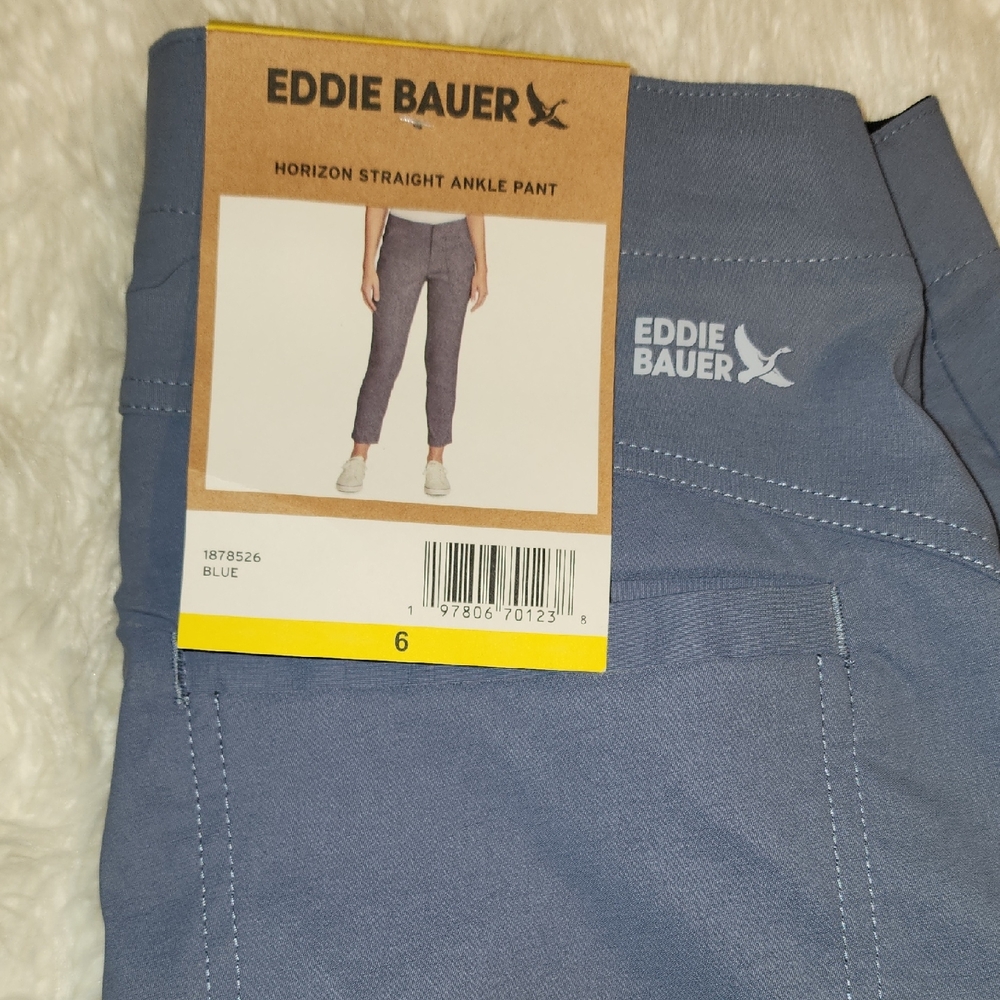 NWT Eddie Bauer Horizon Straight Ankle Pants, Stylish & Comfortable- Blue Size:8